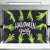 Aperturee - Aperturee Green Scary Hand Spider Wab Halloween Party Backdrop